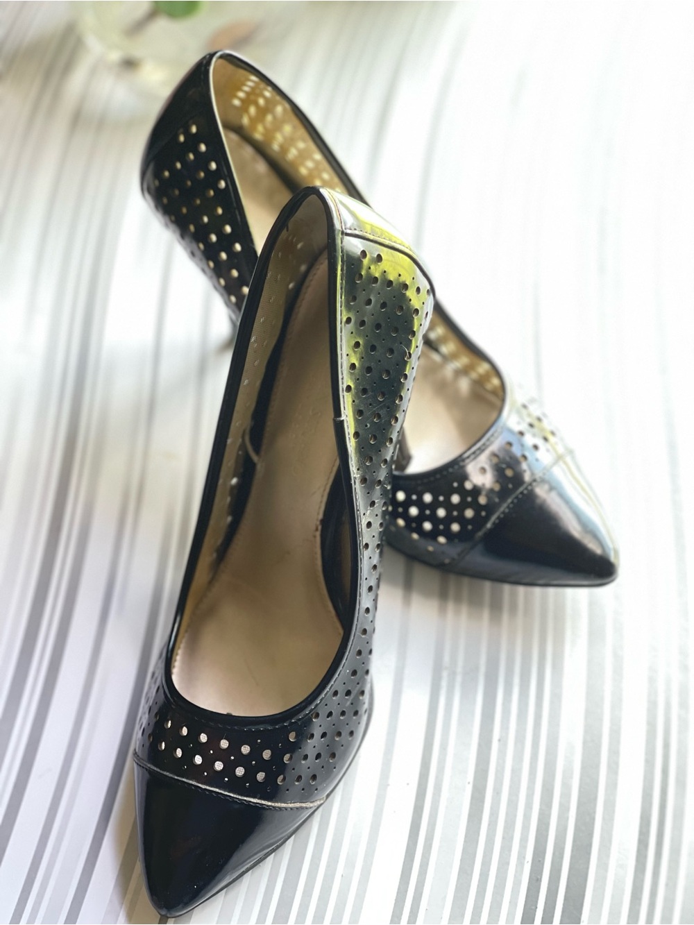 Christian Siriano Black Patent Pointed-Toe Pumps